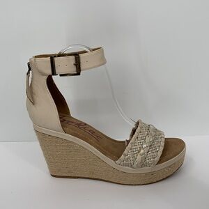 Zodiac Sabeen Espadrille wedge platform sandals ankle strap braided tan gold 10